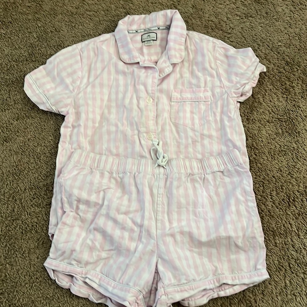 Petite plume pink gingham short sleeve shirt and short pjs